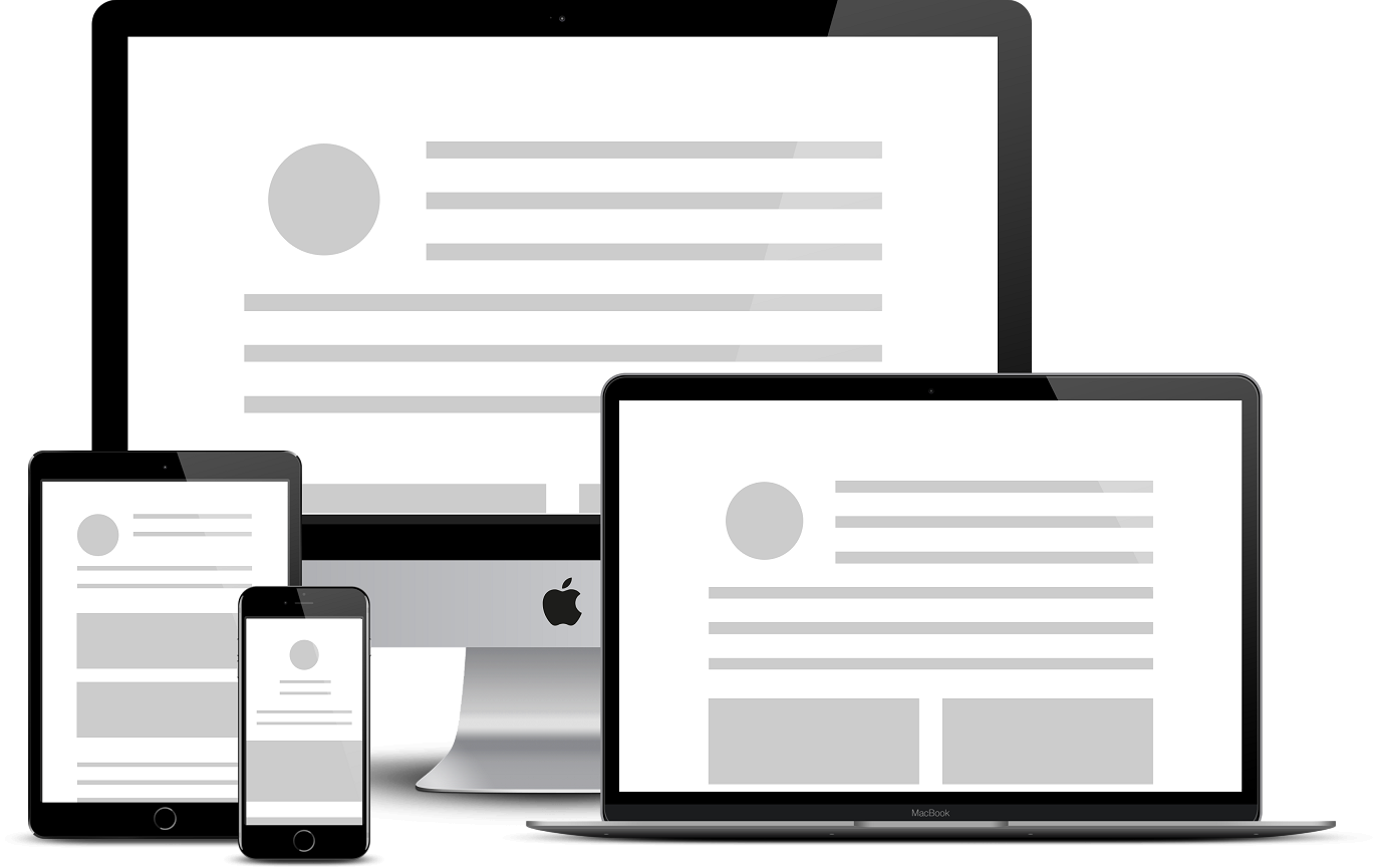 Illustration diverser Computer und mobiler Geräte