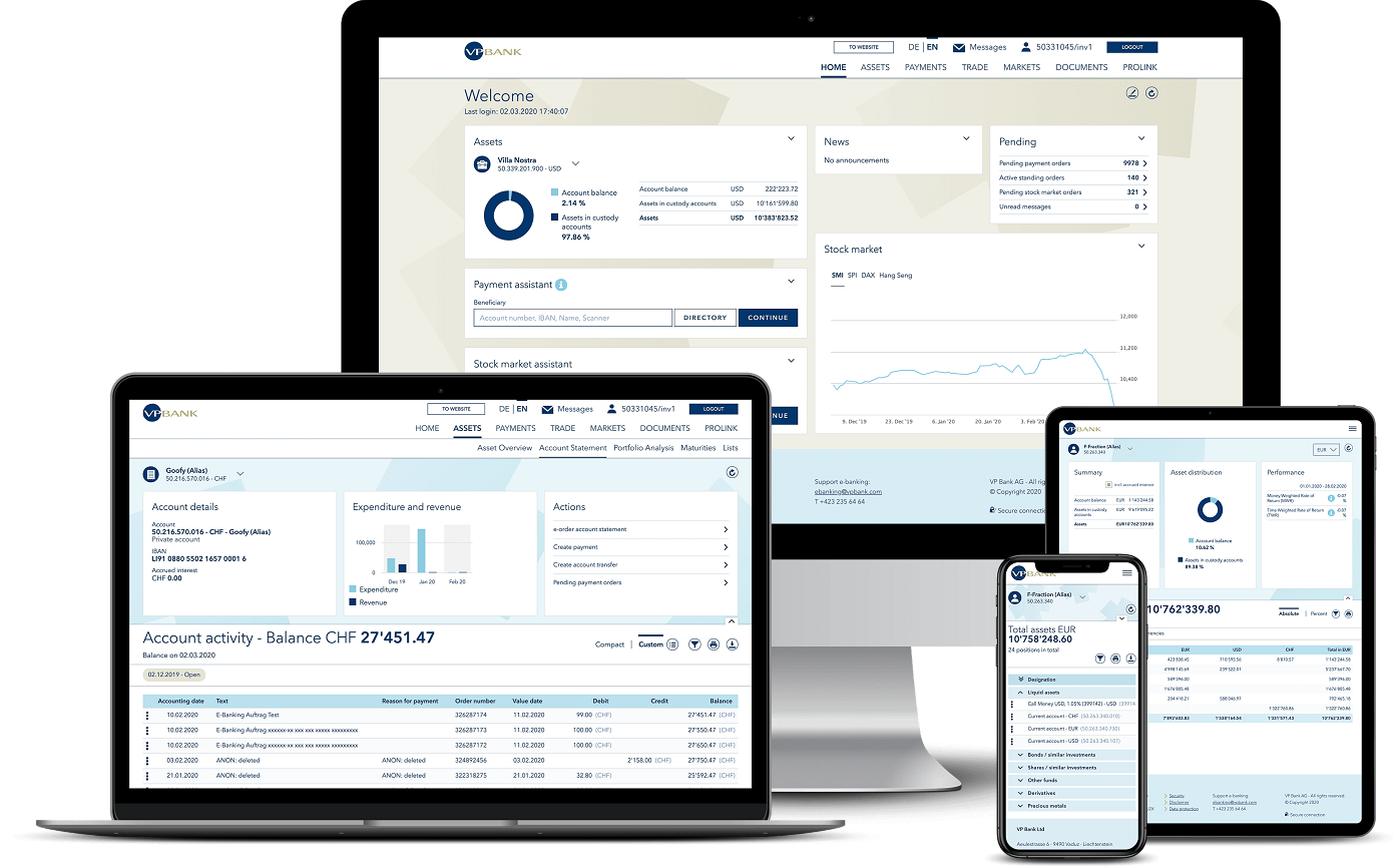 VP Bank e-Banking Web Client Screenshots