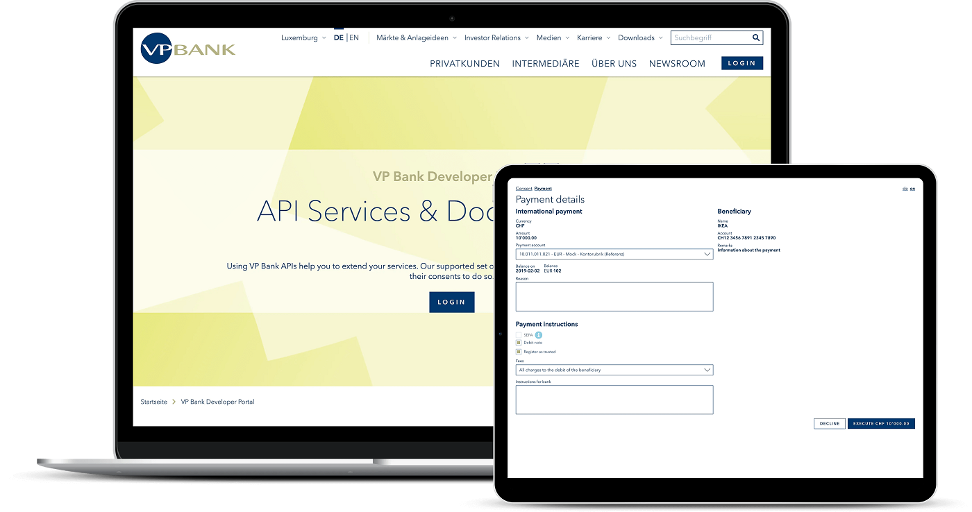 VP Bank PSD2 Screenshots